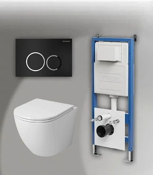 Комплект GROSSMAN инсталляция 900.K31.01.000 + клавиша смыва 700.K31.01.210.210 черный матовый + унитаз GR-4455SQ