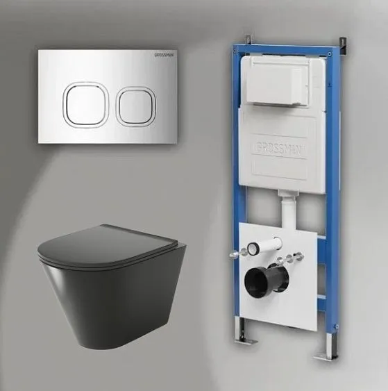 Комплект GROSSMAN инсталляция 900.K31.01.000 + клавиша смыва 700.K31.02.100.100 хром глянцевый + унитаз GR-4477BMS