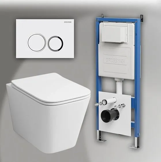 Комплект GROSSMAN инсталляция 900.K31.01.000 + клавиша смыва 700.K31.01.000.000 белый + унитаз GR-4441S