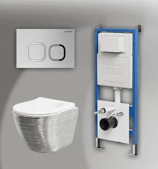 Комплект GROSSMAN инсталляция 900.K31.01.000 + клавиша смыва 700.K31.02.110.110 хром матовый + унитаз GR-4455SWS