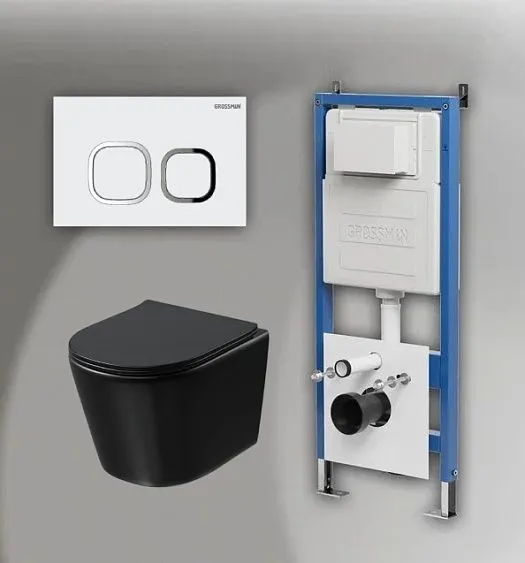 Комплект GROSSMAN инсталляция 900.K31.01.000 + клавиша смыва 700.K31.02.000.000 белый + унитаз GR-4477BMSQ