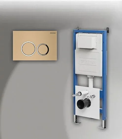 Комплект GROSSMAN инсталляция 900.K31.01.000 + клавиша смыва 700.K31.01.310.310 золото матовый