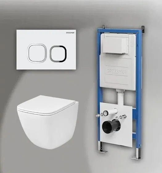 Комплект GROSSMAN инсталляция 900.K31.01.000 + клавиша смыва 700.K31.02.000.000 белый + унитаз GR-4497SQC