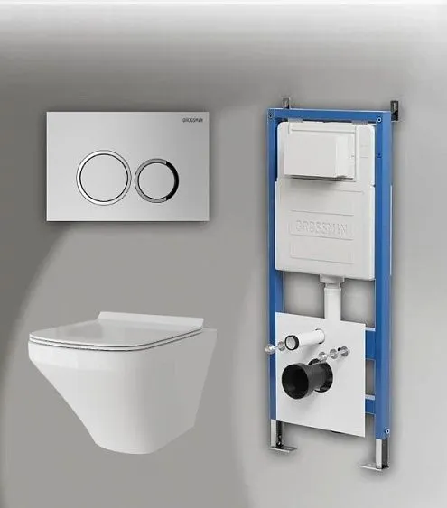 Комплект GROSSMAN инсталляция 900.K31.01.000 + клавиша смыва 700.K31.01.110.110 хром матовый + унитаз GR-4440S