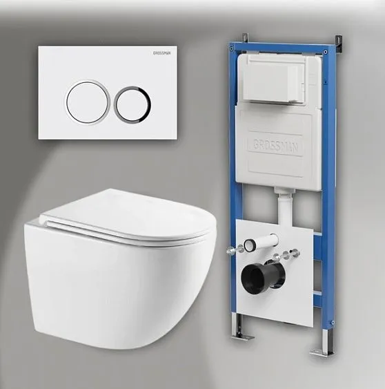 Комплект GROSSMAN инсталляция 900.K31.01.000 + клавиша смыва 700.K31.01.000.000 белый + унитаз GR-4411SQC