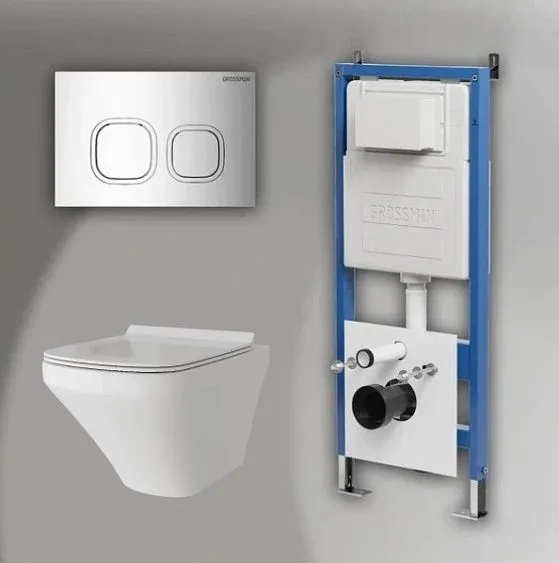 Комплект GROSSMAN инсталляция 900.K31.01.000 + клавиша смыва 700.K31.02.100.100 хром глянцевый + унитаз GR-4440S