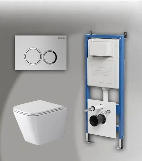 Комплект GROSSMAN инсталляция 900.K31.01.000 + клавиша смыва 700.K31.01.110.110 хром матовый + унитаз GR-4479SQ