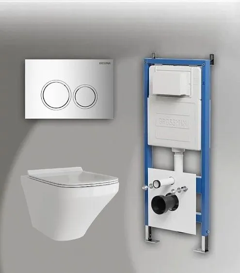 Комплект GROSSMAN инсталляция 900.K31.01.000 + клавиша смыва 700.K31.01.100.100 хром глянцевый + унитаз GR-4440S