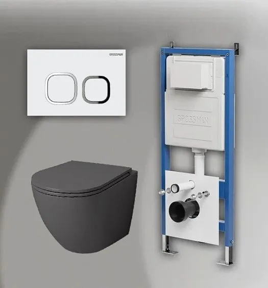 Комплект GROSSMAN инсталляция 900.K31.01.000 + клавиша смыва 700.K31.02.000.000 белый + унитаз GR-4455GMS