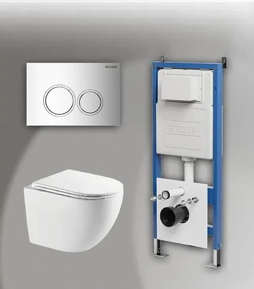 Комплект GROSSMAN инсталляция 900.K31.01.000 + клавиша смыва 700.K31.01.100.100 хром глянцевый + унитаз GR-4411SQC