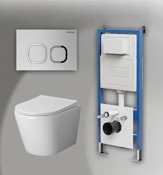 Комплект GROSSMAN инсталляция 900.K31.01.000 + клавиша смыва 700.K31.02.110.110 хром матовый + унитаз GR-4478SQ