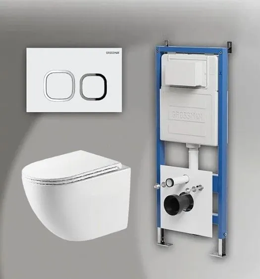 Комплект GROSSMAN инсталляция 900.K31.01.000 + клавиша смыва 700.K31.02.000.000 белый + унитаз GR-4411SQC