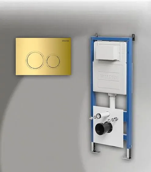 Комплект GROSSMAN инсталляция 900.K31.01.000 + клавиша смыва 700.K31.01.300.300 золото глянцевый