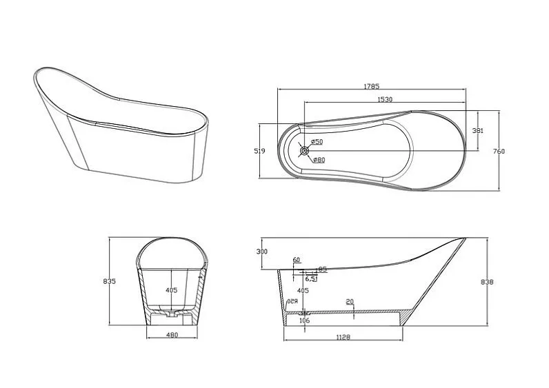 Ванна TIMO KIRSTI1785L