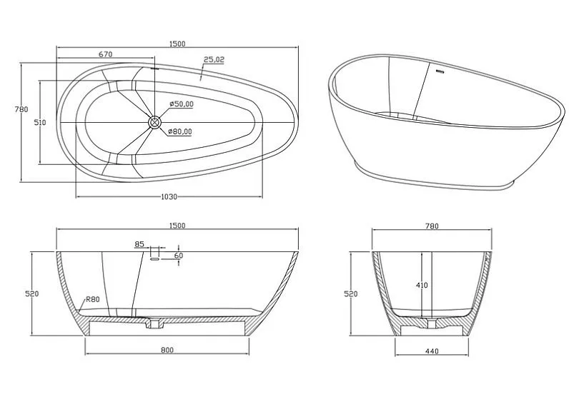 Ванна TIMO RALI1500