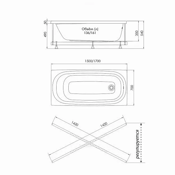 Ванна NIAGARA Brava NG-B17070