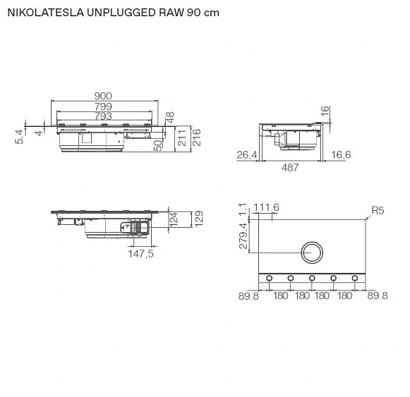 Варочная поверхность ELICA NIKOLATESLA UNPLUGGED RAW BR/A/90 (PRF0200580)