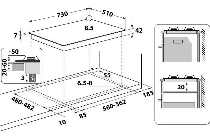 Варочная поверхность WHIRLPOOL GMWL728/IXL