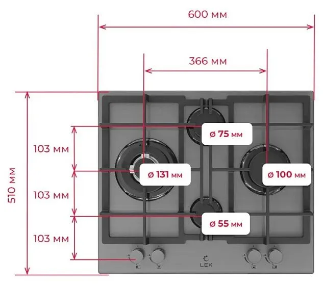 Варочная поверхность LEX GVG 647 GR