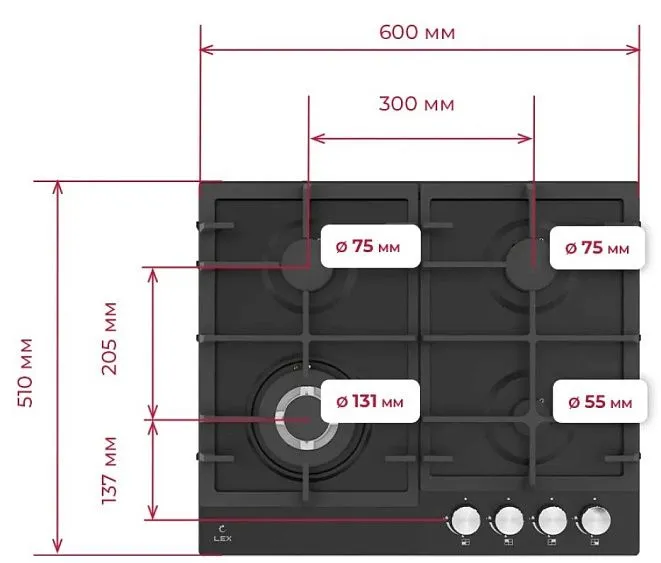 Варочная поверхность LEX GVE 642 BL MATT EDITION