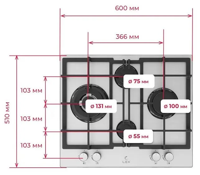 Варочная поверхность LEX GVG 647 WH