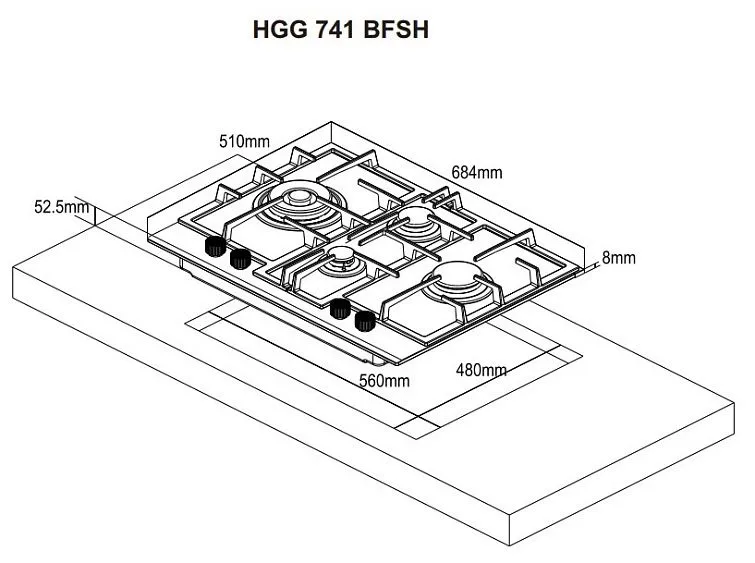 Варочная поверхность WEISSGAUFF HGG 741 BFSH