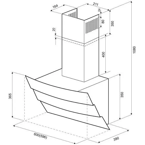 Вытяжка KRONA INGA 600 inox/black push button