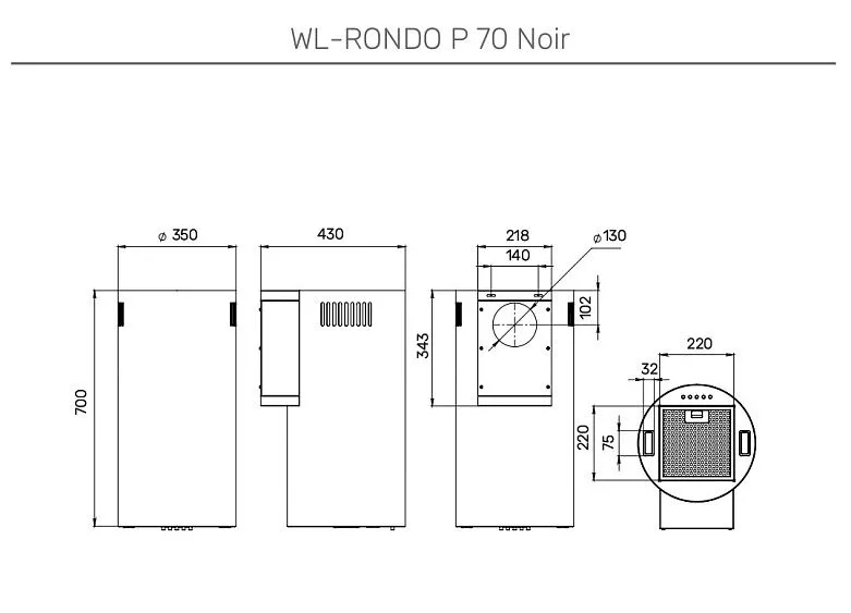 Вытяжка MONSHER WL-RONDO P 70 Noir