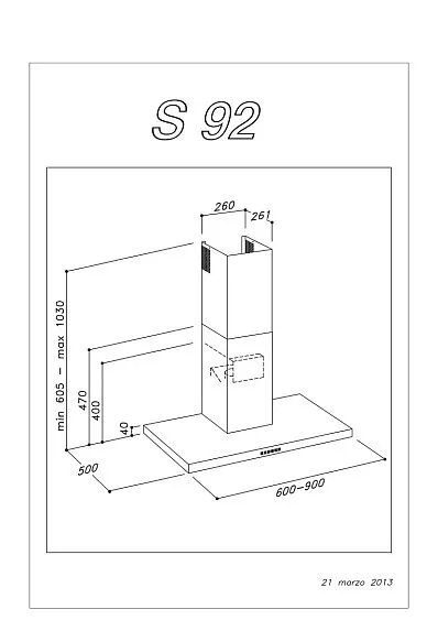 Вытяжка SIRIUS SL 92 IX 90