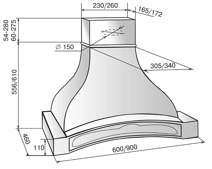 Вытяжка ELIKOR Аркада 60 крем / дуб неокрашенный фрукты