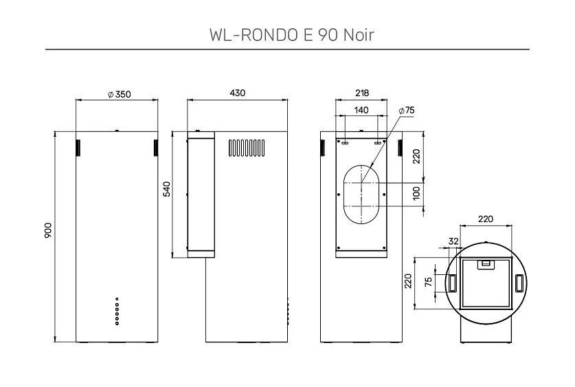 Вытяжка MONSHER WL-RONDO E 90 Noir