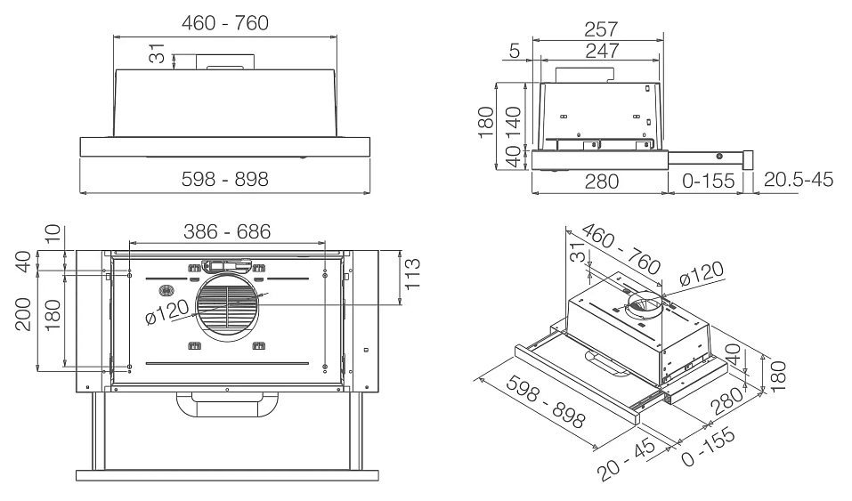 Вытяжка ELICA elite 14 lux wh/a/90