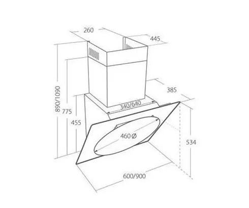 Вытяжка MAUNFELD leeds 60 (нерж+черное стекло)