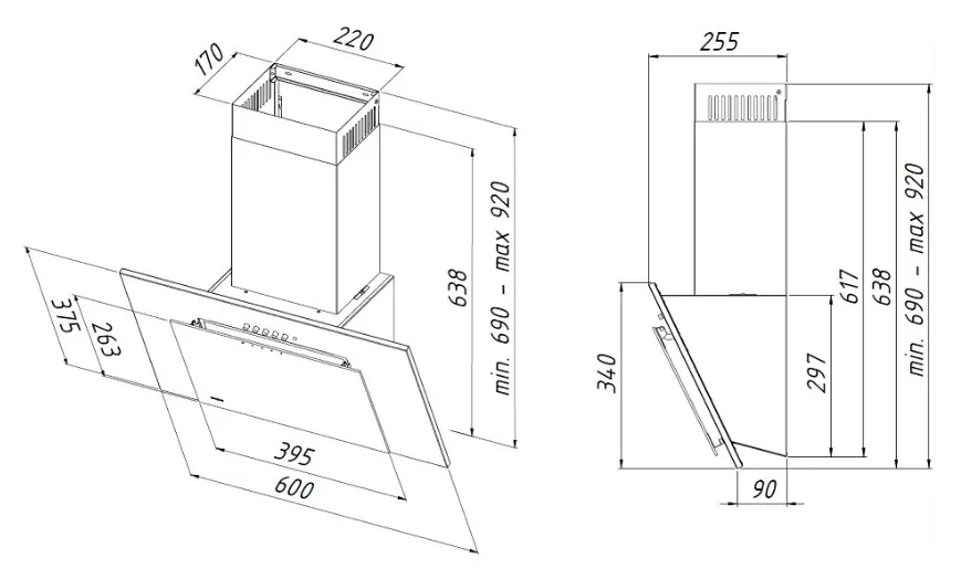 Вытяжка AKPO WK-4 Nero Eco 60 нержавейка