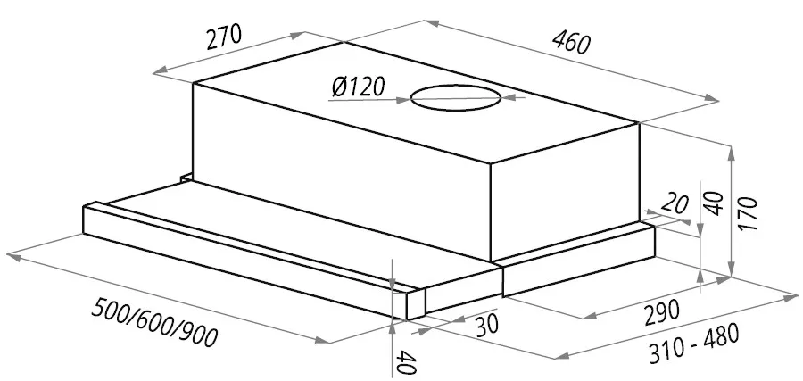 Встраиваемая вытяжка HOMS VS 60 BLACK Галоген
