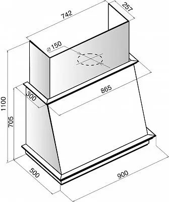 Вытяжка ELIKOR Баривьера 90 (бежевый/дуб бел + патина зол)