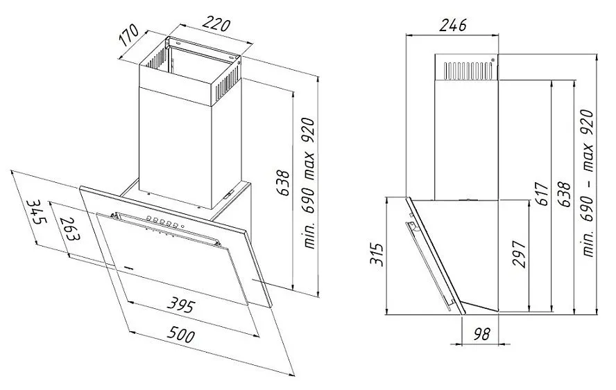 Вытяжка AKPO WK-4 Nero Eco 50 металлик/серое стекло