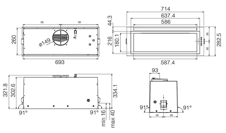 Вытяжка JET AIR PLANE LUX BL MAT/A/72 (PRF0175763)