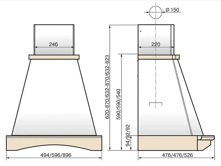 Вытяжка ELIKOR РОТОНДА 60П-650-П3Л БЕЖЕВЫЙ/ДУБ КРЕМ