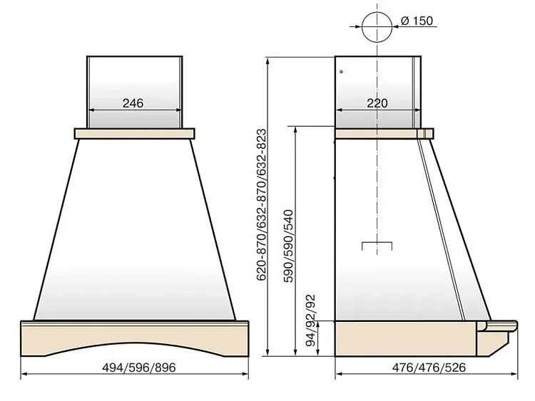Вытяжка ELIKOR ротонда 90 беж/дуб рустика