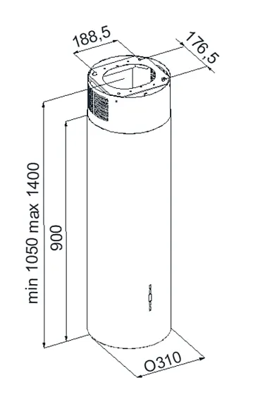 Вытяжка KONIGIN Pasio Inox/Black Glass 31
