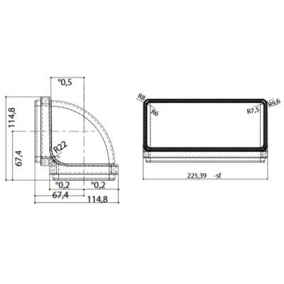 Воздуховод вертикальный угловой FABER CRV90 220х90 мм (112.0459.453)