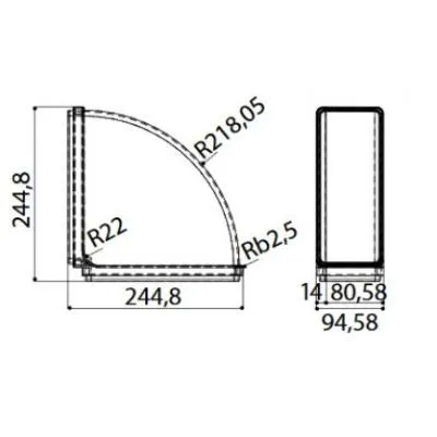 Воздуховод горизонтальный угловой FABER CRO90 220х90 мм (112.0459.455)