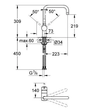 Смеситель GROHE minta хром 32488000