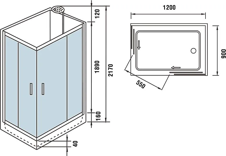 Душевая кабина WELTWASSER WW500 Laine 1201