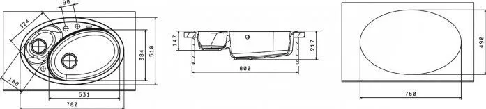 Кухонная мойка FLORENTINA Селена 780 грей (20.265.E0780.305)