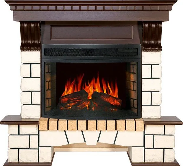 Камин ROYAL FLAME pierre luxe под dioramic 25 (темный дуб)