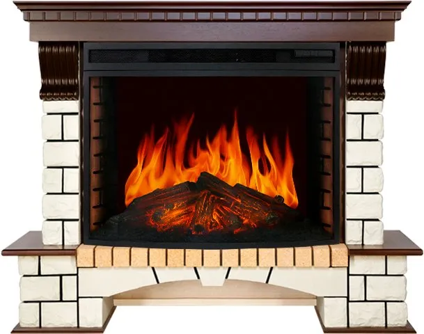 Камин ROYAL FLAME pierre luxe под dioramic 33 (темный дуб)